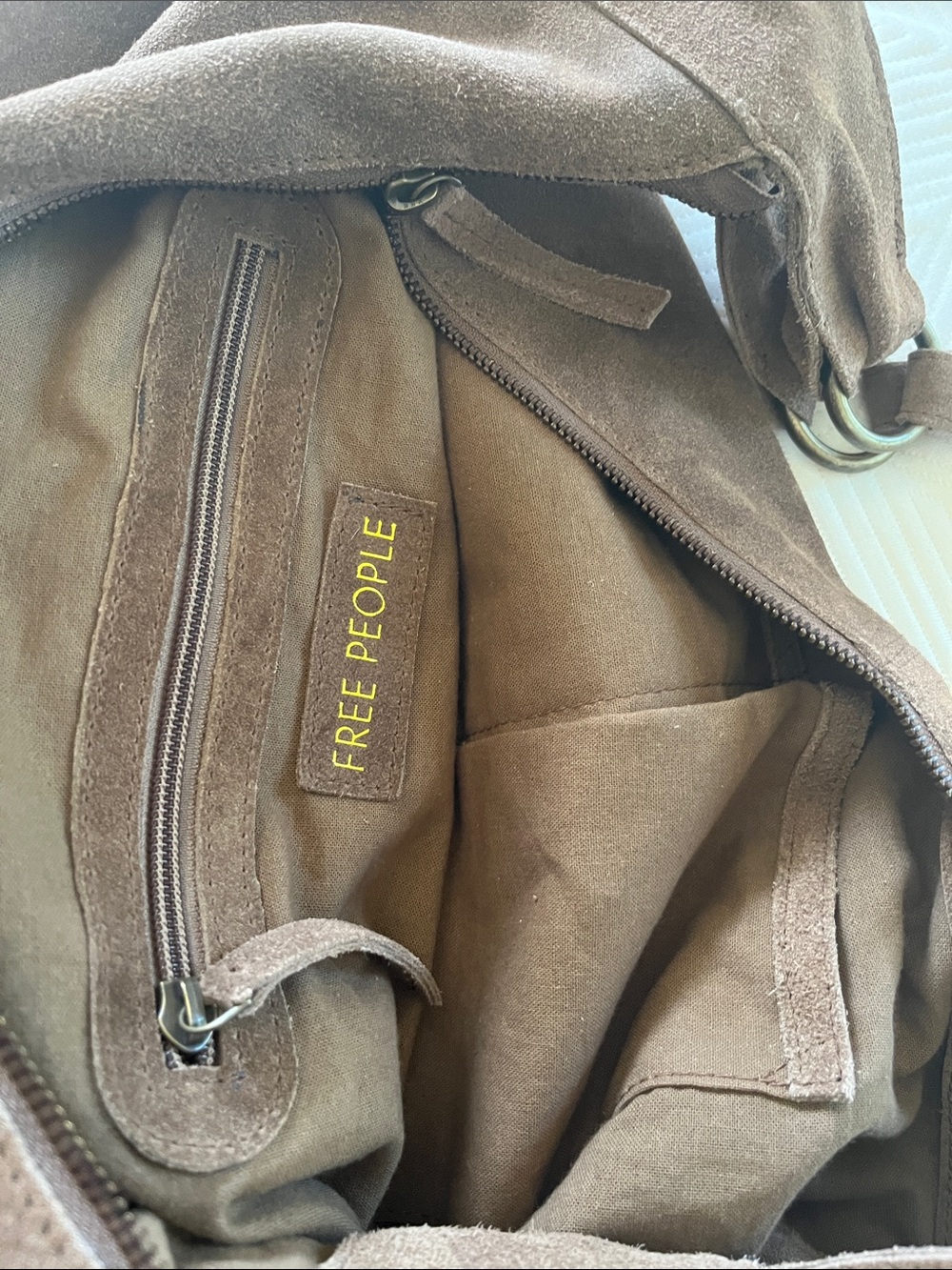 NWT Free People Suede Bag Color Coconut Shell - Picture 4 of 6